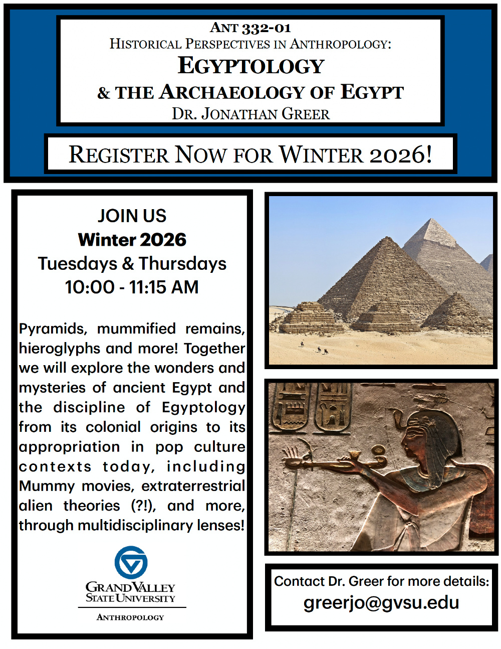 Class Announcement: Egyptology and the Archaeology of Egypt